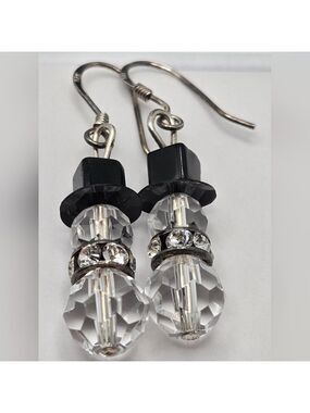 ✨2/$10✨ Snowman Crystal Earrings Holidays Studs Scarf Sterling Silver 925